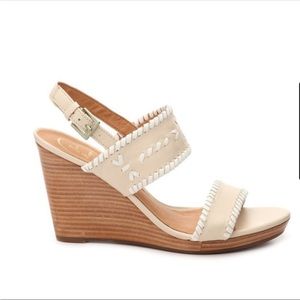EUC worn once 7.5 jack rogers Vanessa wedge sandal bone white tan leather